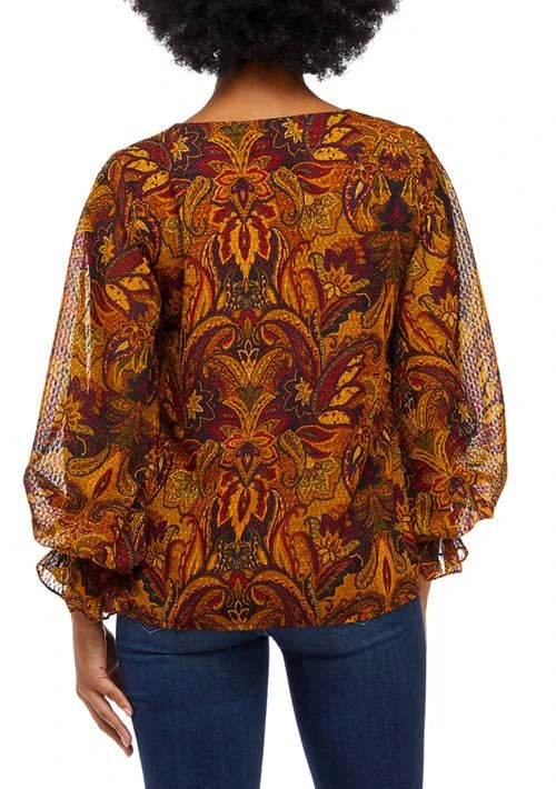 Vince Camuto Camuto Womens Floral Clip Dot Blouse 2