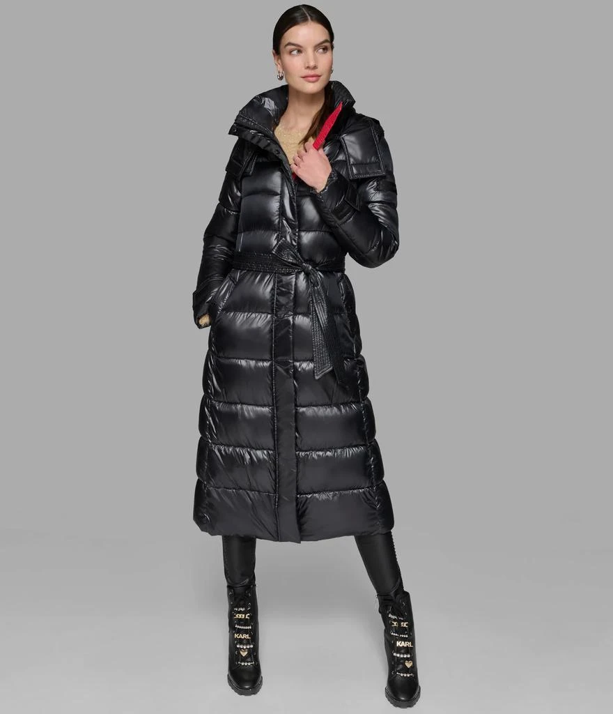 Karl Lagerfeld Paris CONTRAST MAXI BELTED LONG PUFFER 1