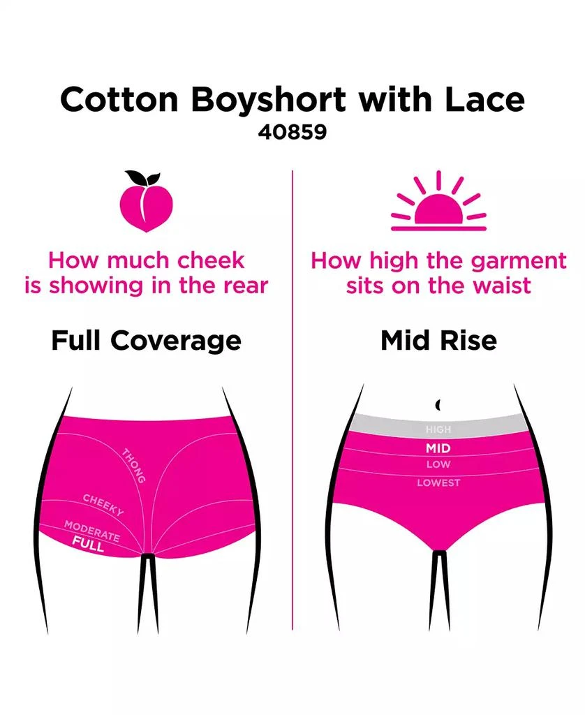 Maidenform Cotton Dream Lace Boyshort Underwear 4085 4