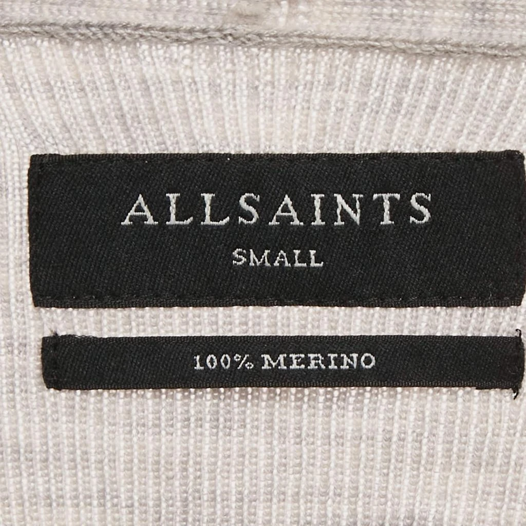 ALL SAINTS All Saints Grey Marl Wool Rib Knit Open Front Cardigan S 4