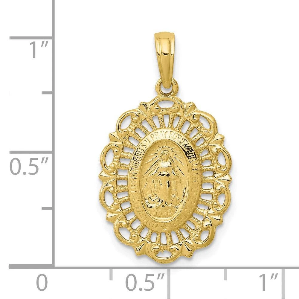 Diamond2Deal 10k Yellow Gold Oval Miraculous Medal Pendant 3