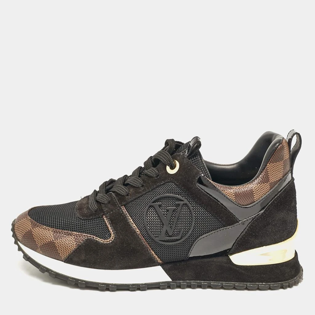 Louis Vuitton Louis Vuitton Black/Brown Mesh and Damier Ebene Canvas Run Away Sneakers Size 37 1
