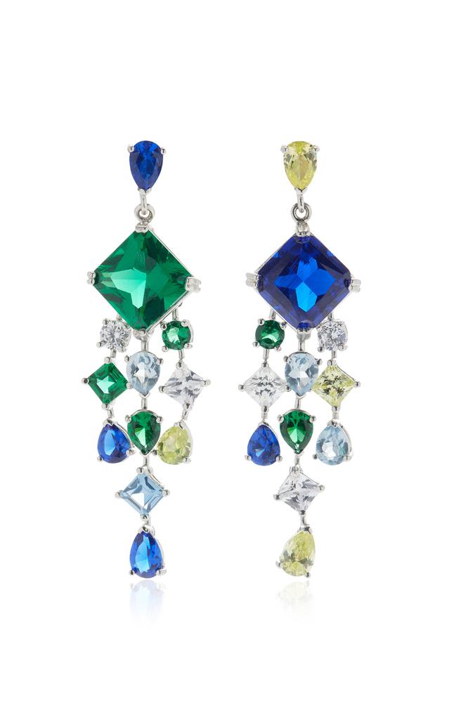 Anabela Chan Anabela Chan - Asscher 18K White Gold; Rhodium Vermeil Multi-Gem Earrings - Multi - OS - Moda Operandi - Gifts For Her