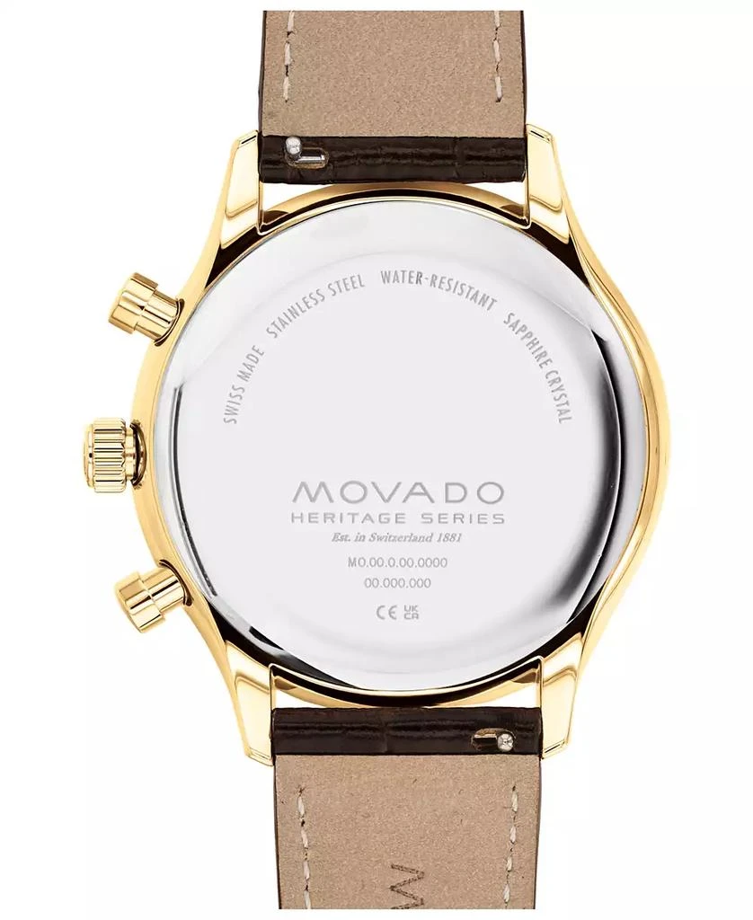 Movado Men's Heritage Circa Swiss Quartz Chronograph Brown Genuine Leather Strap Watch 43mm 3