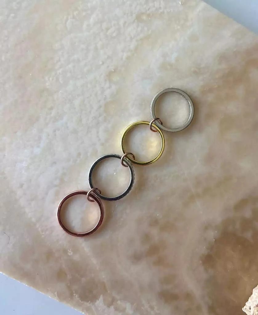 ADORNIA Mixed Metal Cubic Zirconia Connected 4-Piece Stack Ring 4