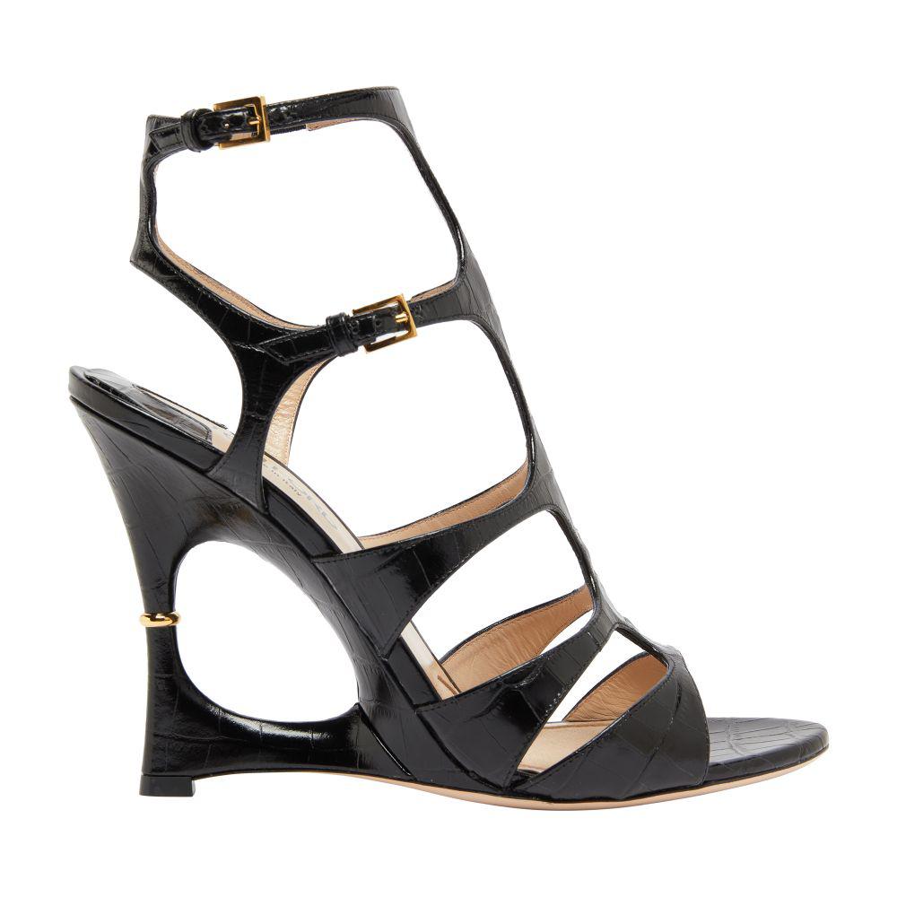 Tom Ford Shiny stamped croc cage sandals black 40 - Sandals