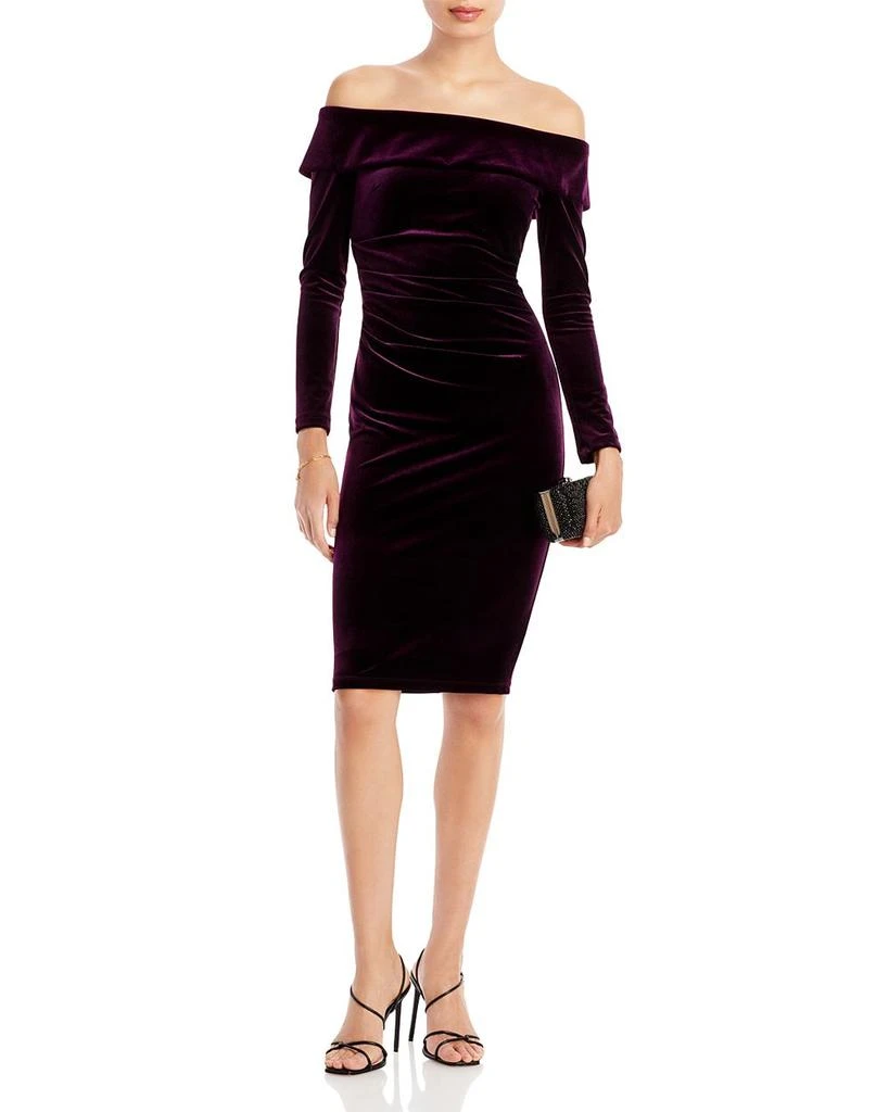 AQUA Off The Shoulder Velvet Dress - Exclusive 1