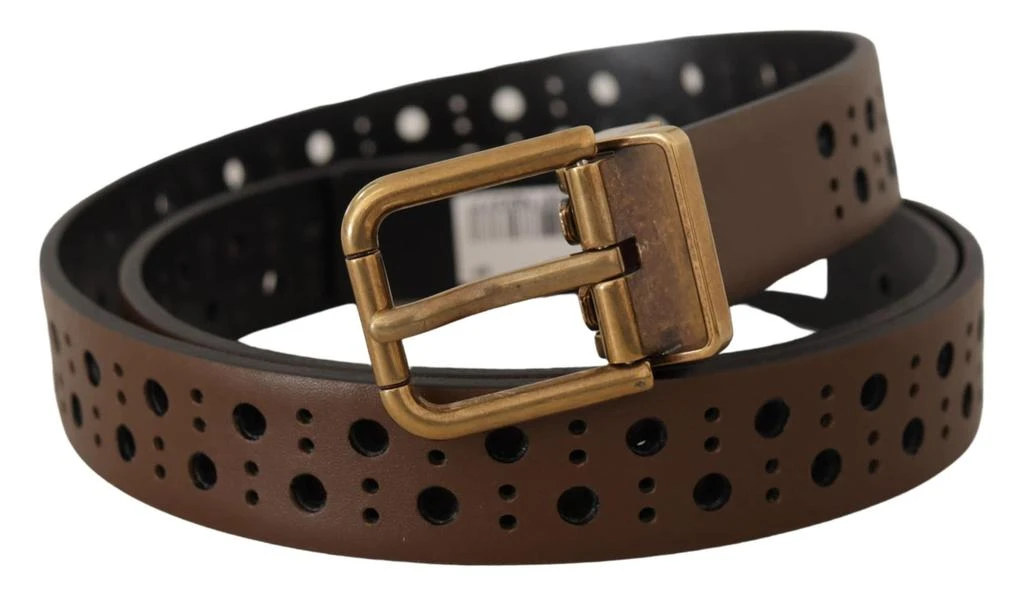 Dolce 
Gabbana Leather Perforated Crown Men
s Belt 2