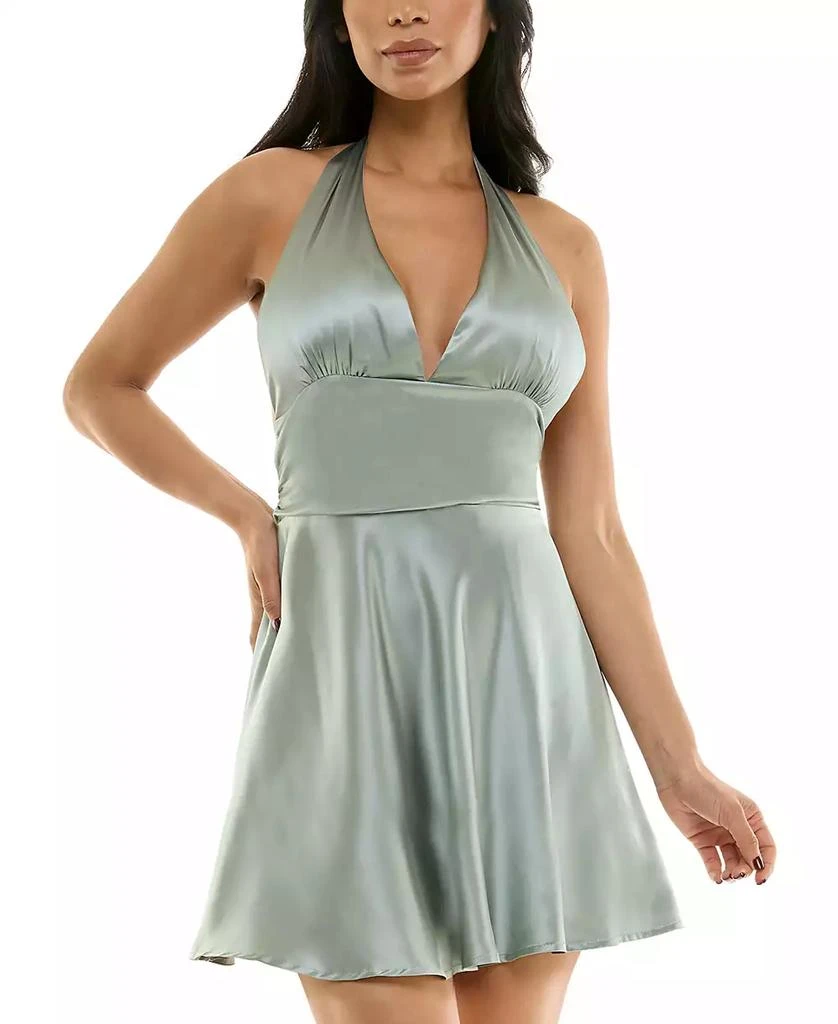 KATIA RAE Women's Satin Halter Open-Back Dress 1