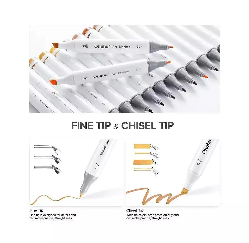 Ohuhu Oahu 80ct Fine/Chisel Dual Tip Alcohol Markers Y30-80403-64 2