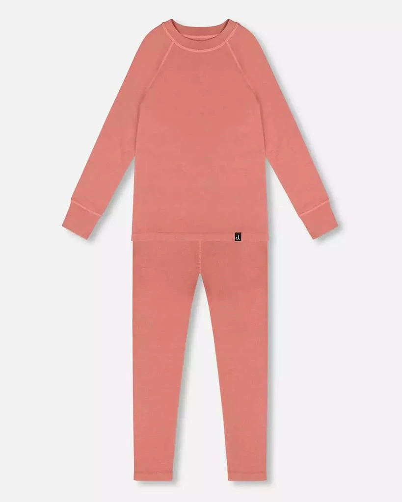 Deux par Deux Girls Merino Wool Base Layer Set Dusty Pink