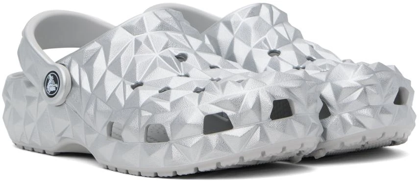 Crocs Silver Classic Metallic Geometric Clogs 4
