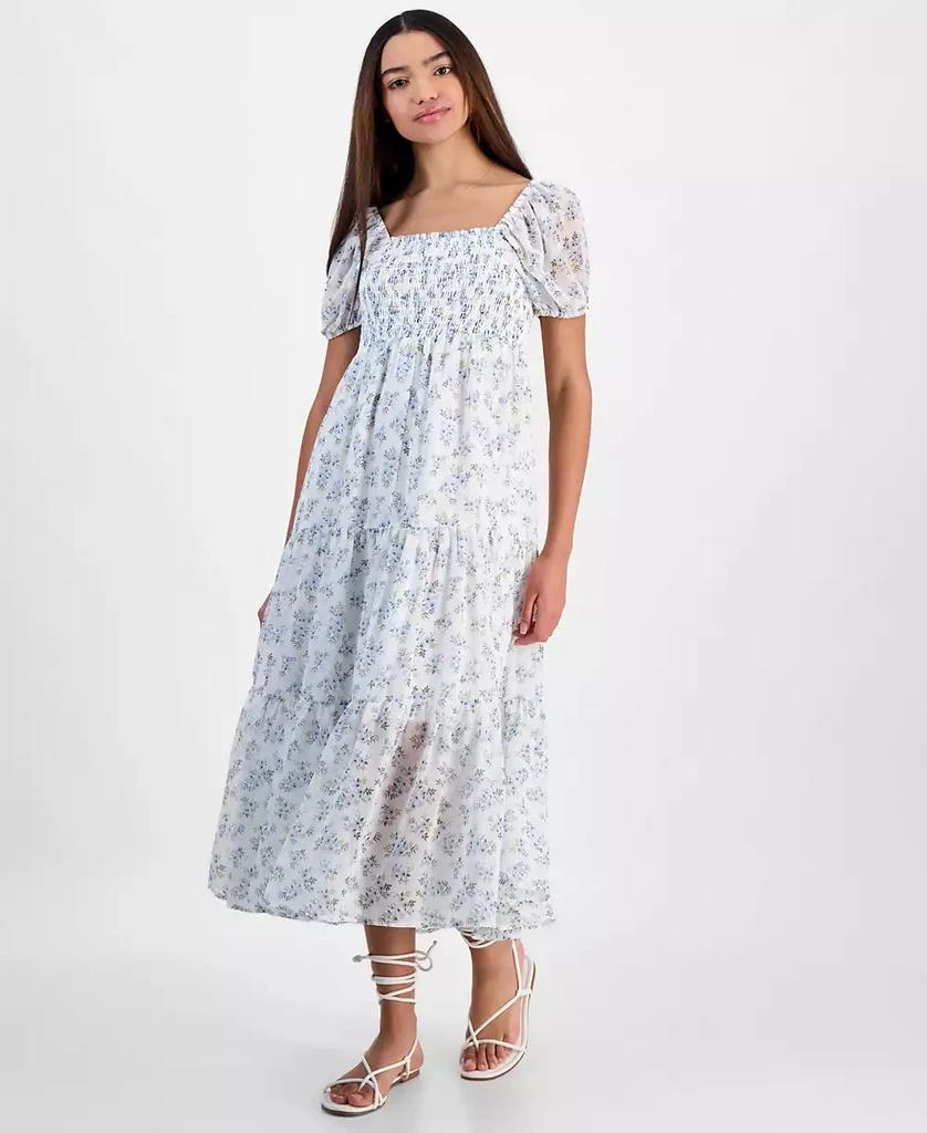 Celebrity Pink Juniors' Smocked Puff-Sleeve Midi Dress 4