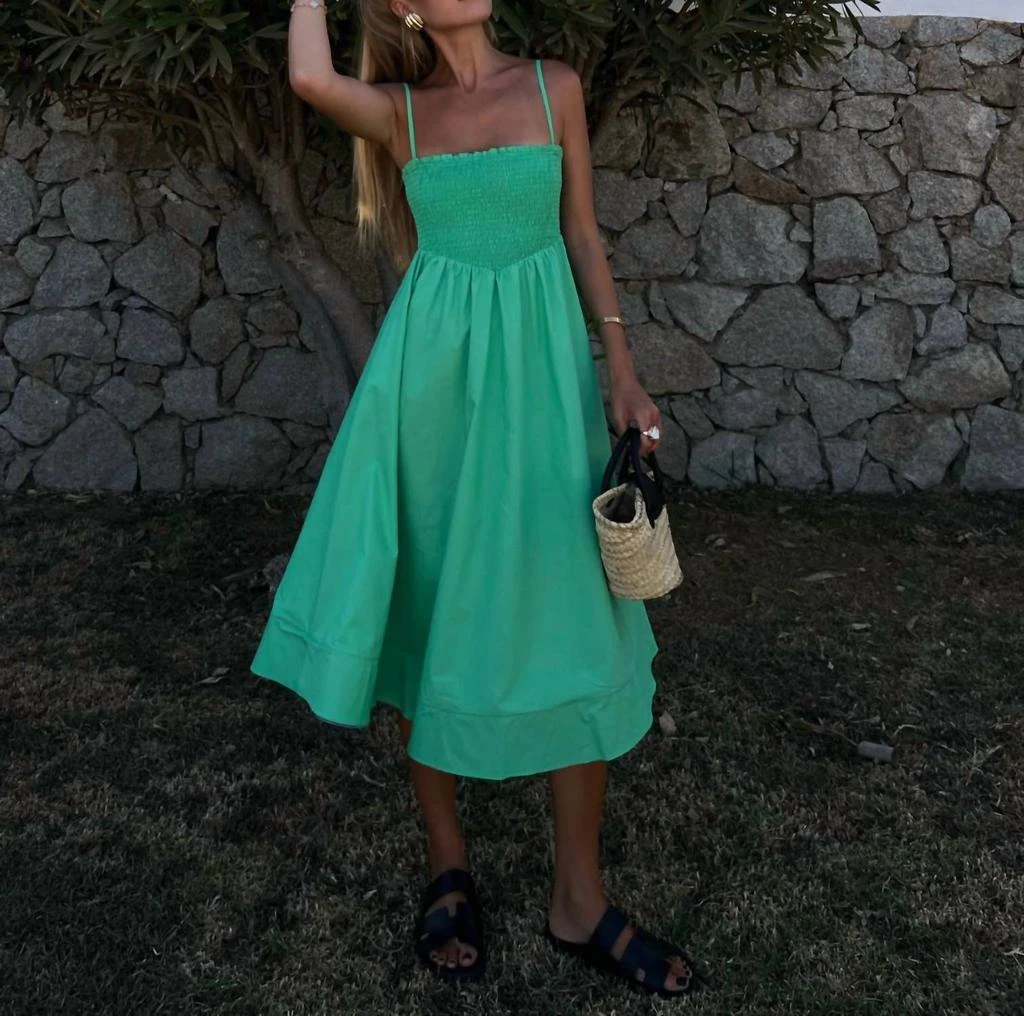 Glamorous Gracie Smocked Midi In Green 1