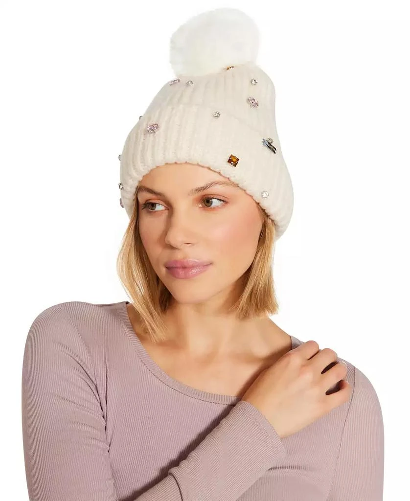 Steve Madden Women's 2-Pc. Embellished Beanie & Faux-Fur Slippers Boxed Gift Set 5