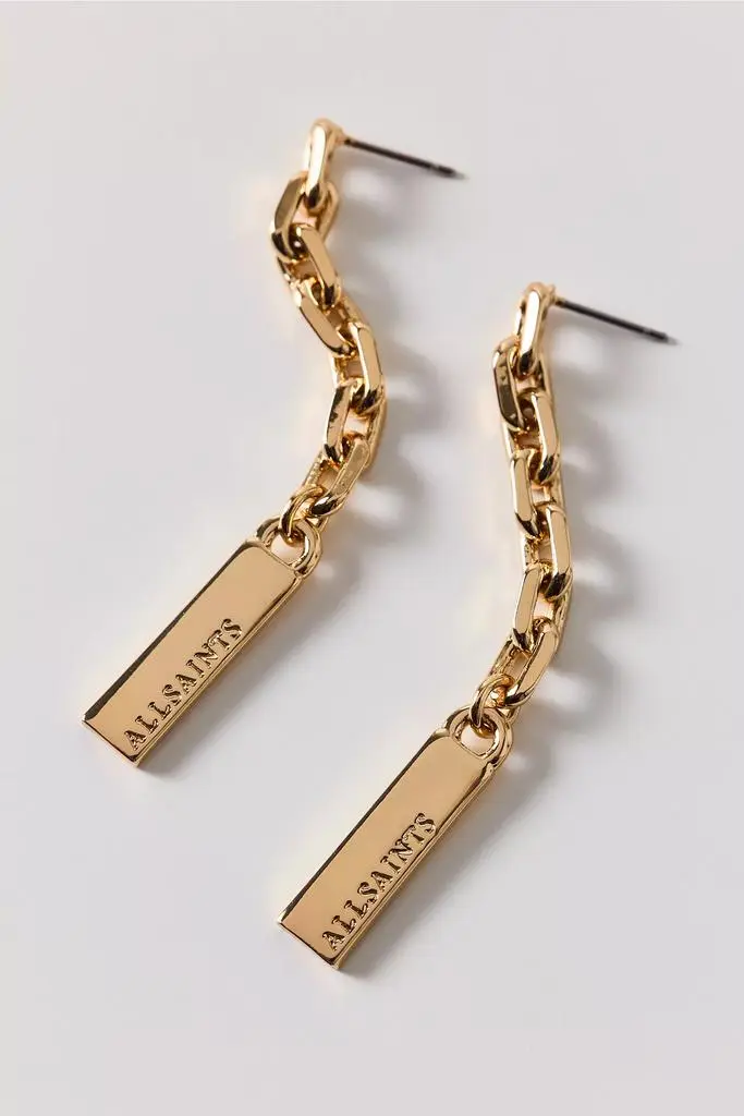 ALL SAINTS AllSaints Logo Etched Chain Link Drop Earrings