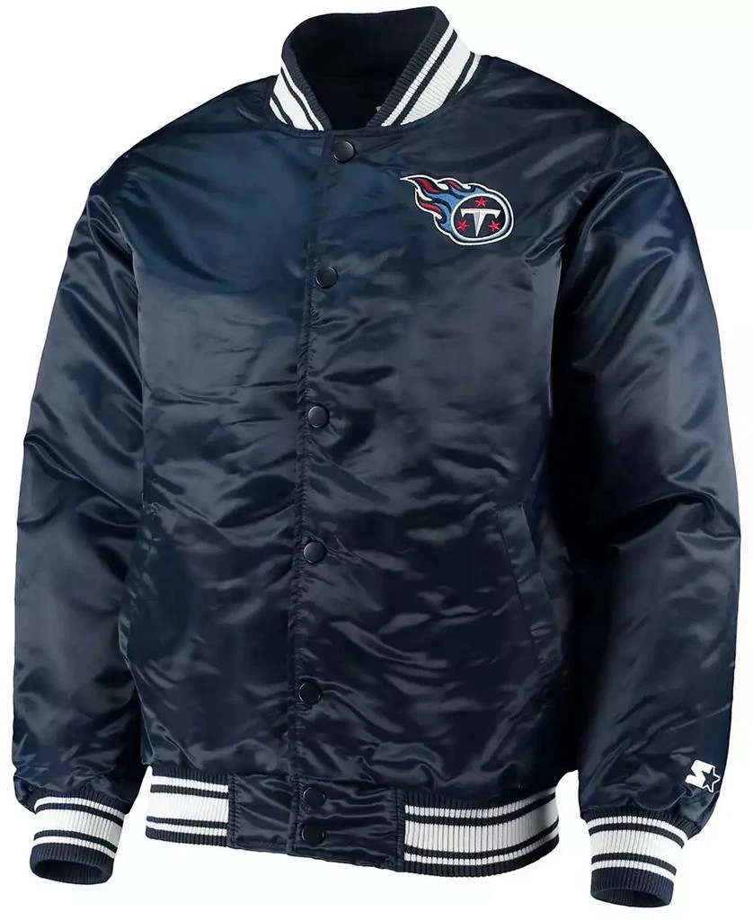 Starter Men's Navy Tennessee Titans Locker Room Satin Varsity Full-Snap Jacket 3