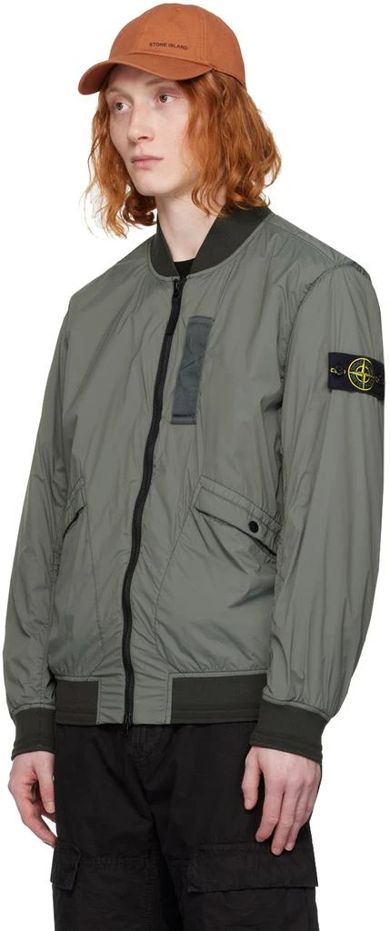 Stone Island Green Garment-Dyed Bomber Jacket 4