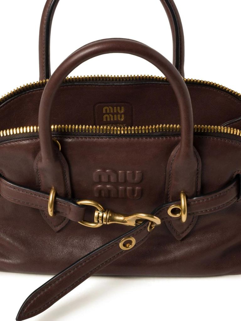 Miu Miu Logo Embossed Zipped Shoulder Bag – On Sale Now with