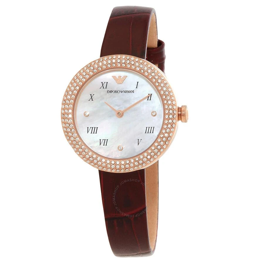 Emporio Armani Quartz Crystal White Mother of Pearl Dial Ladies Watch AR11357 1
