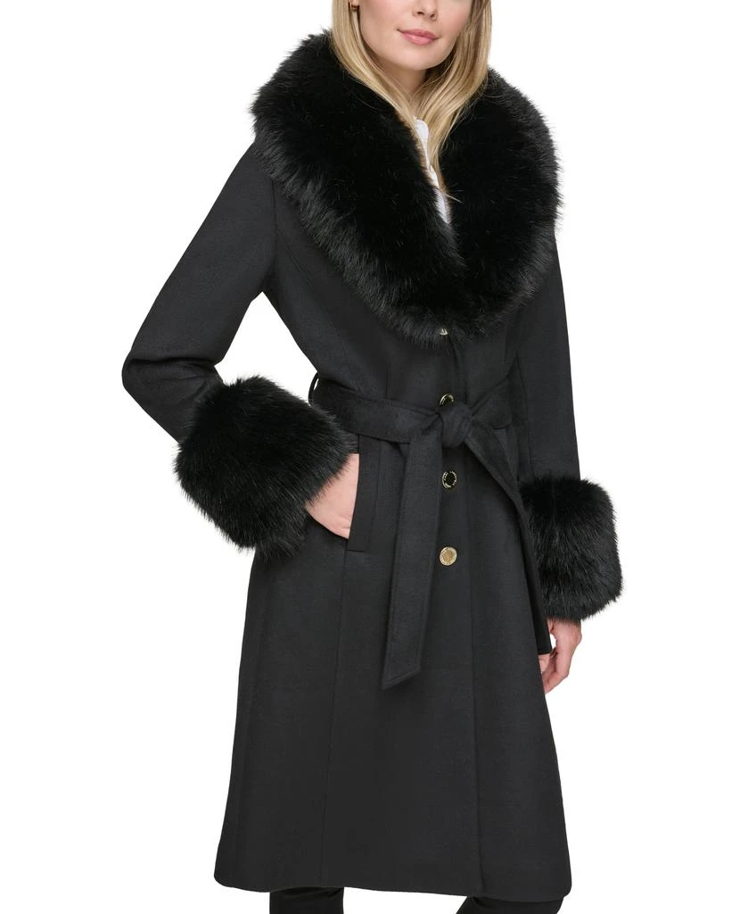 Karl Lagerfeld Paris WOOL COAT WITH FAUX FUR COLLAR CUFFS 3