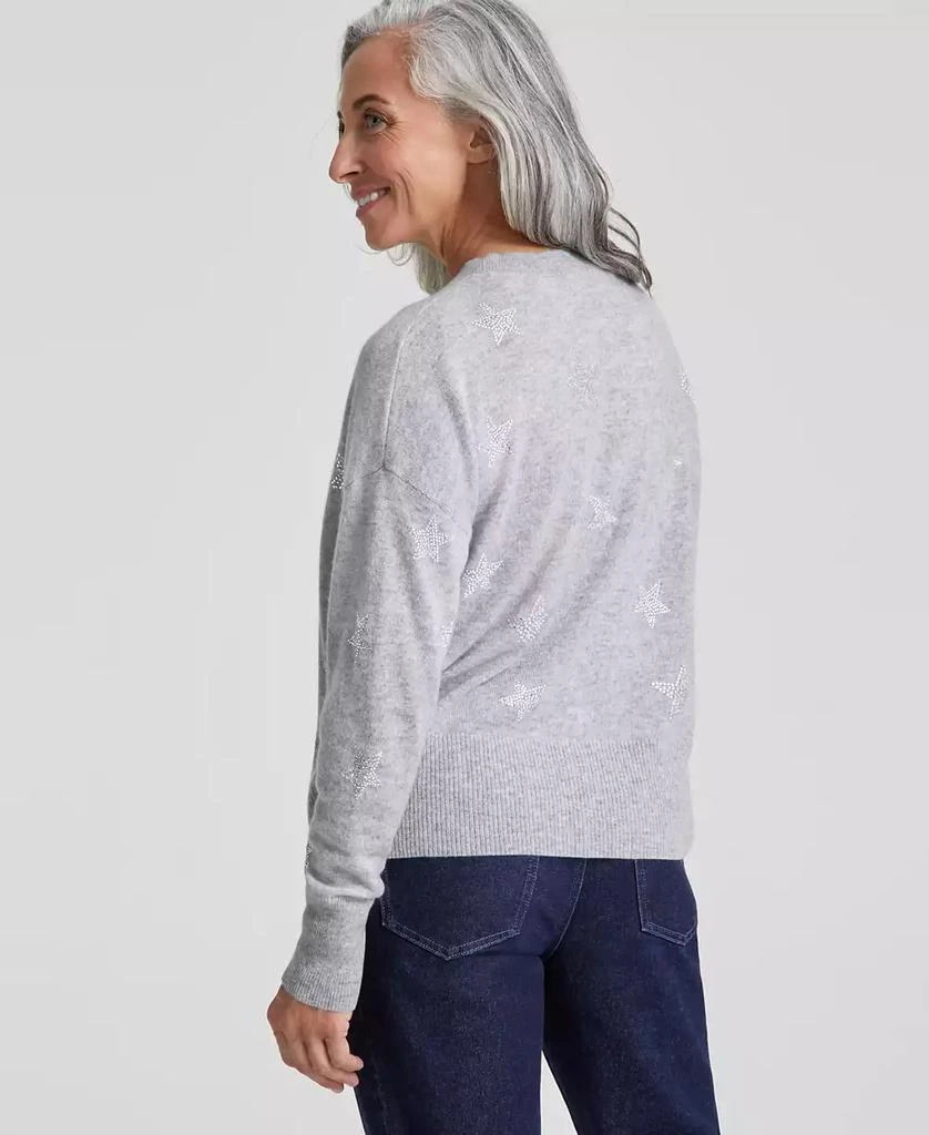 Charter Club Women's Embellished Star Long-Sleeve 100% Cashmere Sweater, Created for Macy's 2