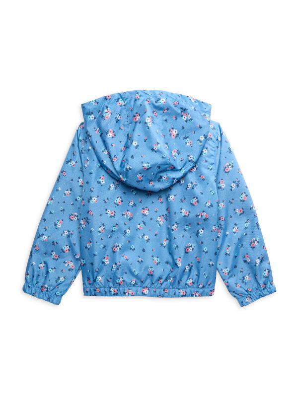Members Only Little Girl's Floral Faux Fur Lined Hooded Windbreaker Jacket