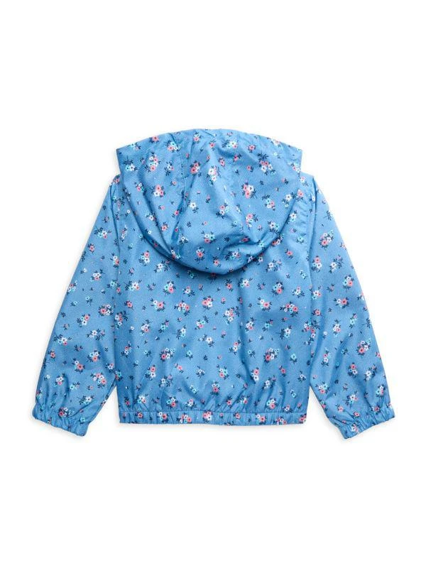 Members Only Little Girl's Floral Faux Fur Lined Hooded Windbreaker Jacket 2