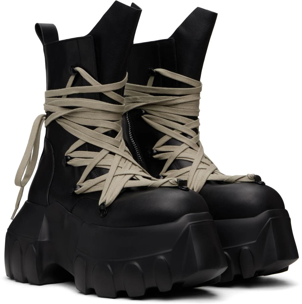 Rick Owens Black Hollywood Megalace Mega Tractor Boots 4