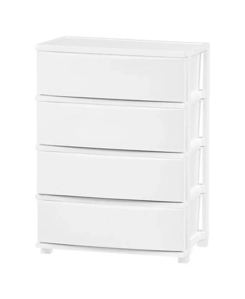 IRIS USA 4 Wide Drawer Storage, Organizer Unit for Bedroom, Closet, Living Room, Nursery, Dorm, White Frame with Matte White Front Panels, Set of 1