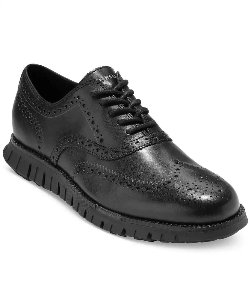 Cole Haan Black Leather Brogue Lace-Up Oxfords with Tan Welt Cole Haan Black Leather Oxford Brogue Lace Up Dress Shoes  main image 4