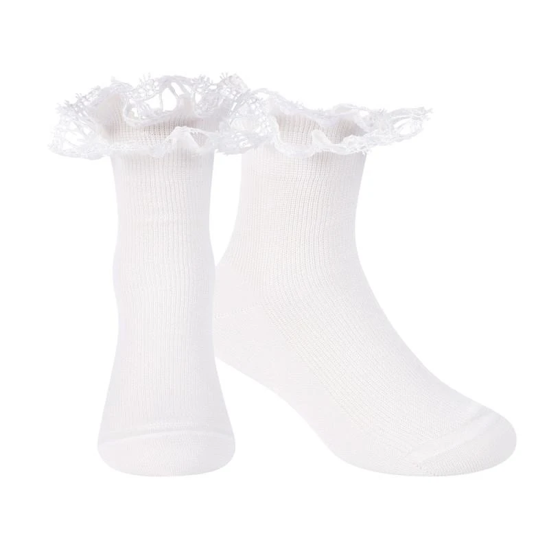 La Perla Lace trim with logo white socks 1