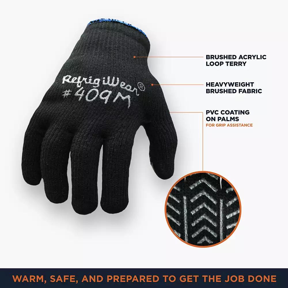 RefrigiWear Men's Herringbone Grip Glove - Durable Non-Slip Work Gloves for Cold Conditions, Pack of 12 Pairs