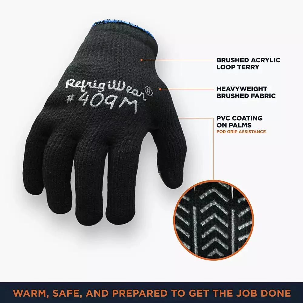 RefrigiWear Men's Herringbone Grip Glove - Durable Non-Slip Work Gloves for Cold Conditions, Pack of 12 Pairs 2