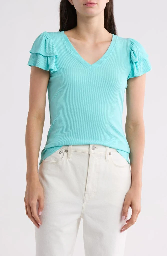 1. State Flutter Sleeve Rib Top 1