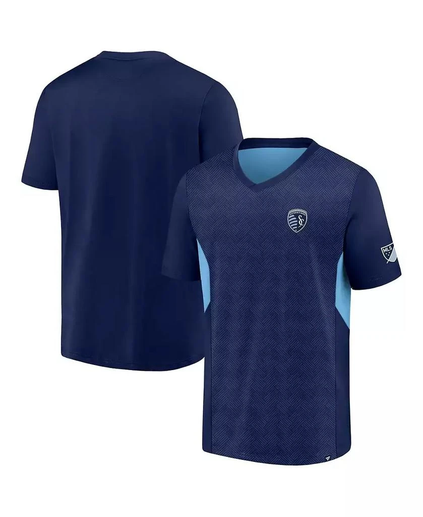 Fanatics Men's Navy Sporting Kansas City Extended Play V-Neck T-shirt 1