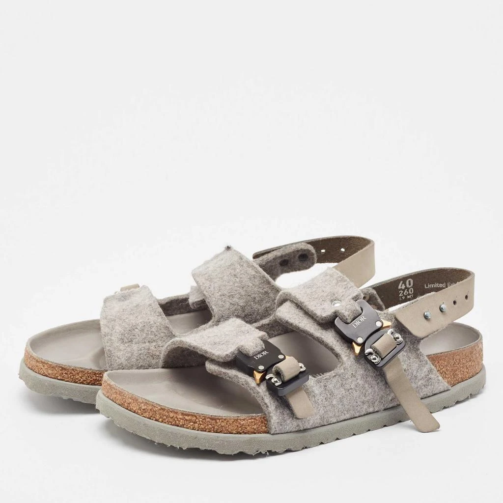 Dior Dior X Birkenstock Grey Wool Slingback Sandals Size 40 2