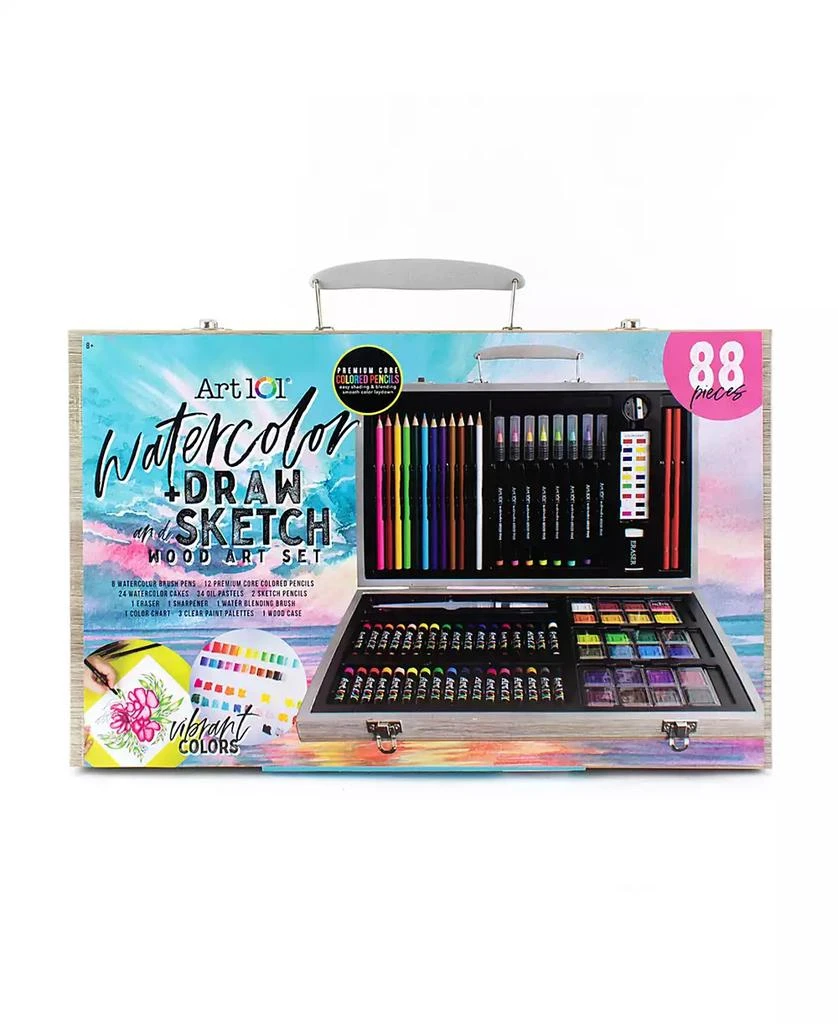 Art 101 Watercolor Draw Sketch Wood Art Set, 88 Pieces 1