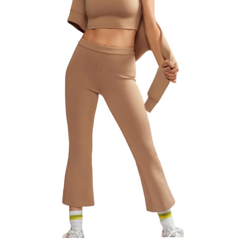 Cynthia Rowley Bonded Cropped Flare Pants In Camel