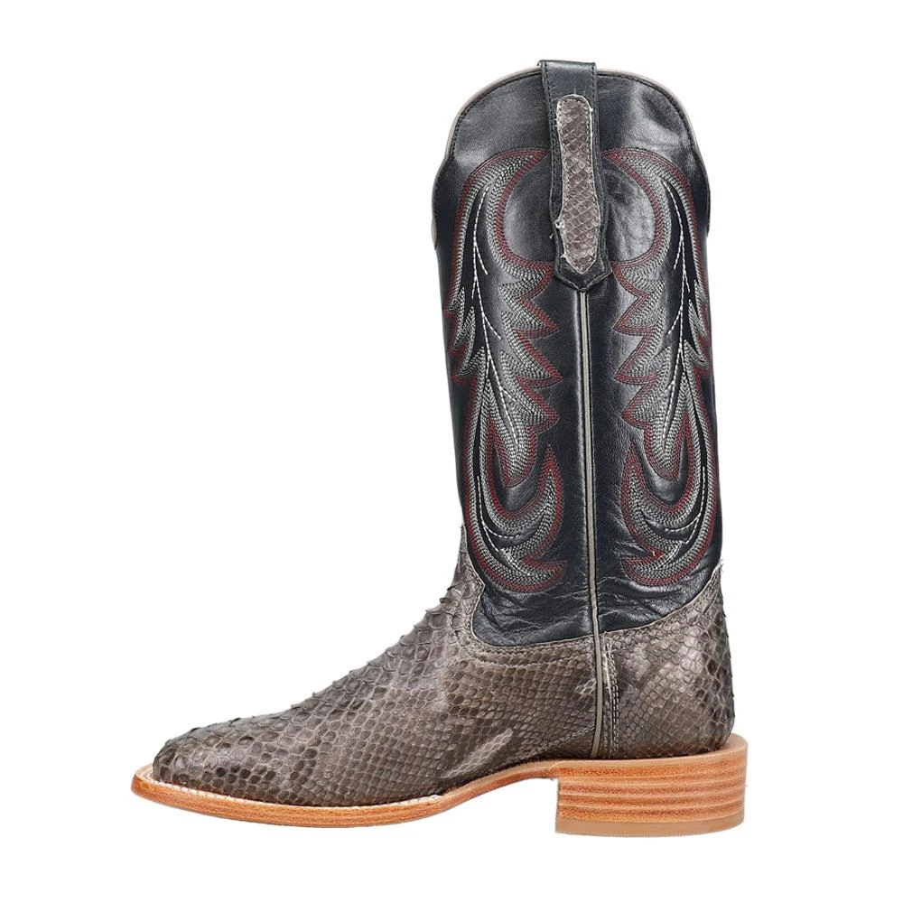 R. Watson Boots Back Cut Python Embroidered Wide Square Toe Cowboy Boots 3