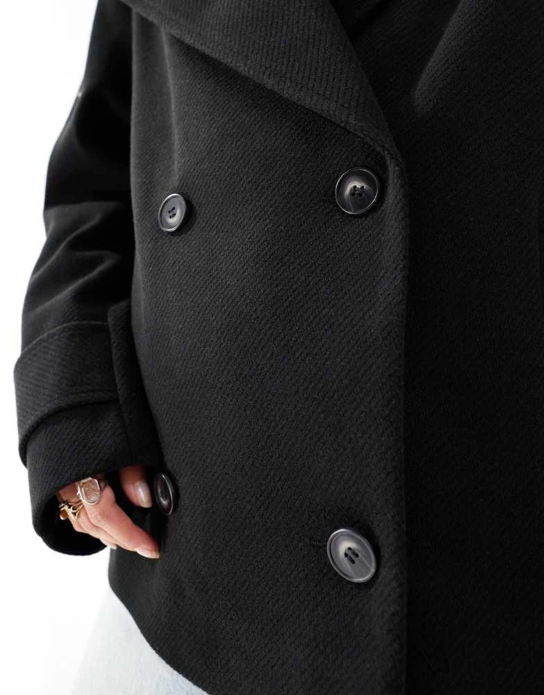 ASOS ASOS DESIGN formal faux wool pea coat in black 2