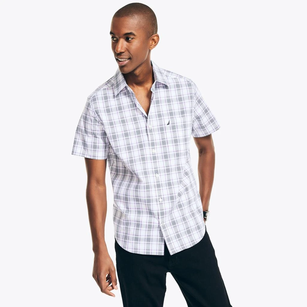 Nautica Nautica Mens Wrinkle-Resistant Plaid Wear To Work Short-Sleeve Shirt