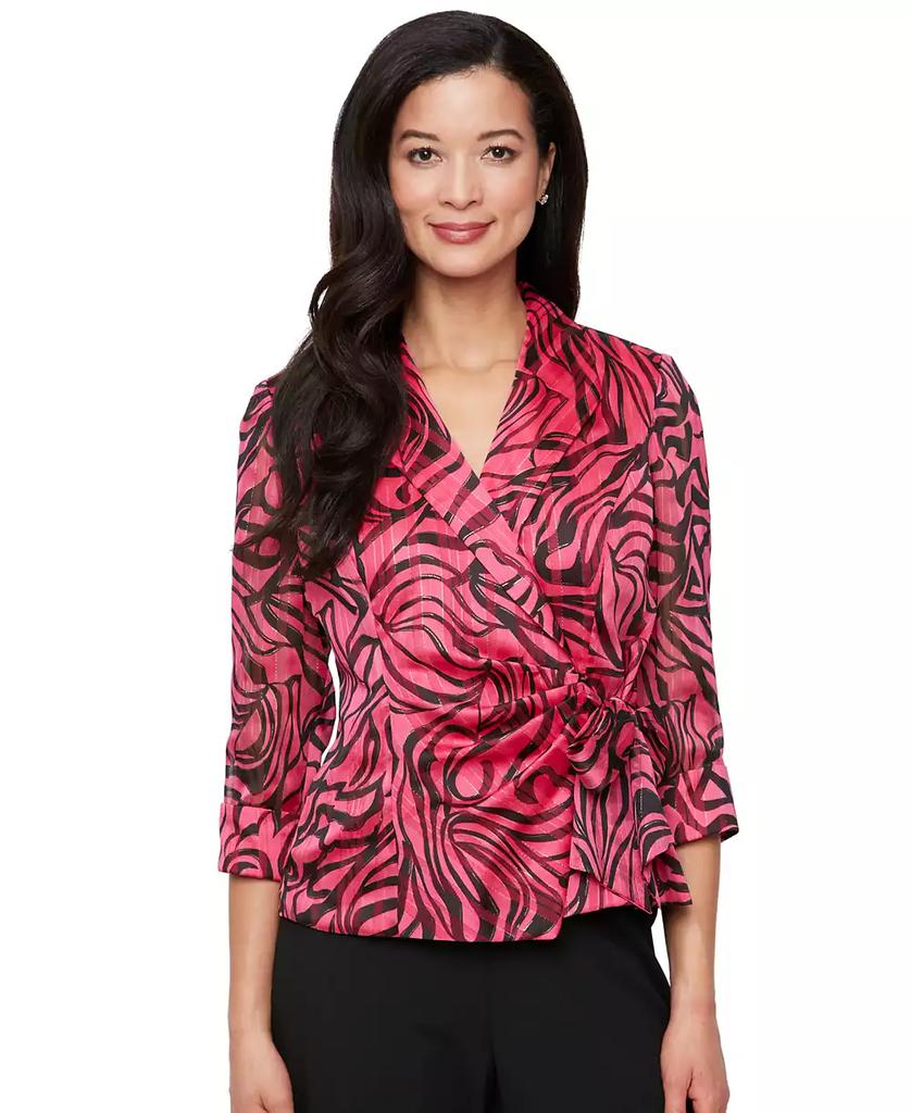 Alex Evenings Women's Printed Side-Tie Blouse