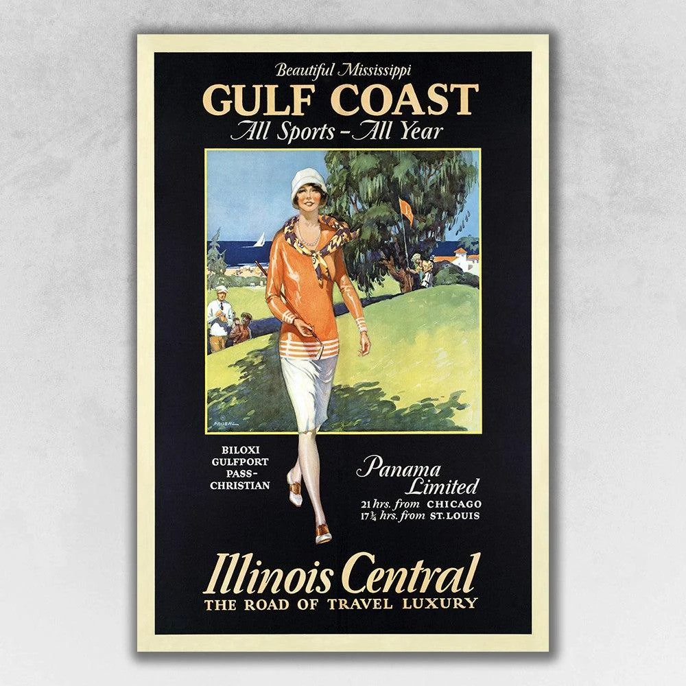 Hivvago Gulf Coast Golf 1932 Vintage Travel Unframed Print Wall Art 3