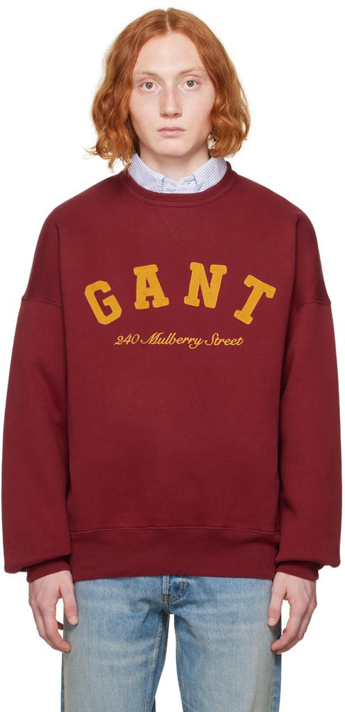 GANT 240 MULBERRY STREET Red Embroidered Sweatshirt