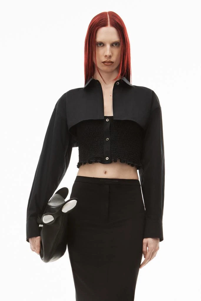 Alexander Wang LAYERED SMOCKED CAMI IN COMPACT COTTON 1
