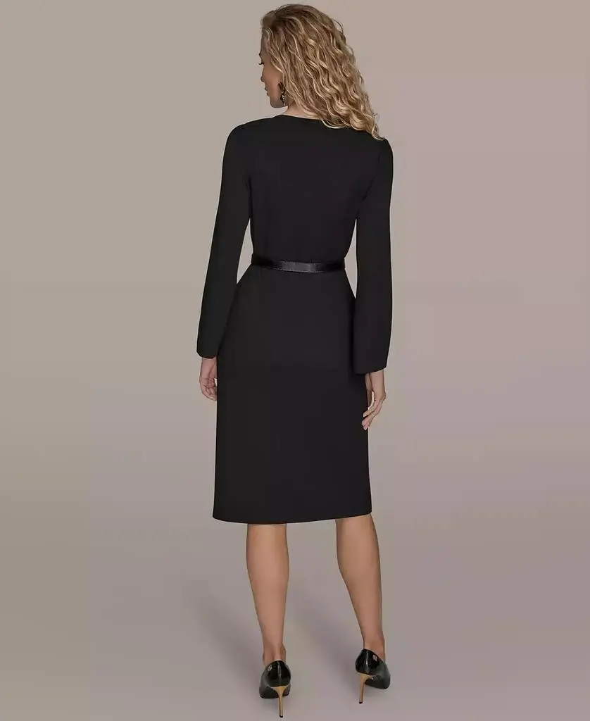 Donna Karan Women's Long-Sleeve Belted Midi Dress 5