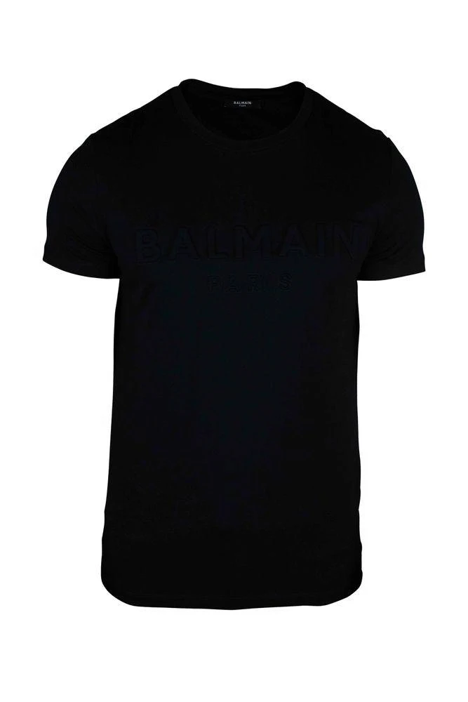 Balmain Fitted Black T-Shirt With Embossed Logo Detail