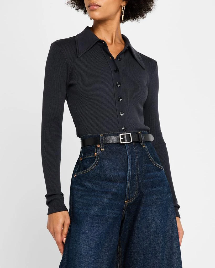 Citizens of Humanity Gila Long-Sleeve Rib Polo Top 4