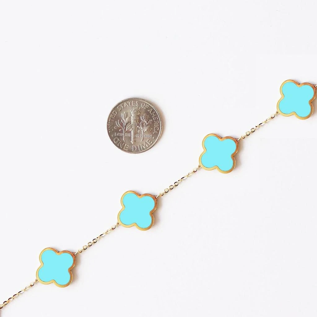 The Lovery Large Turquoise Clover Necklace 4